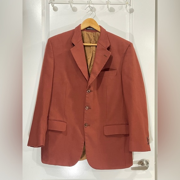 Beaver Brook Blazer Men’s Sz 42R Virgin Wool Career 3-Button Burnt Orange Colour - Picture 1 of 13